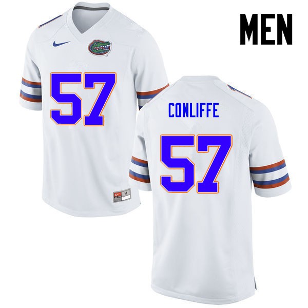Florida Gators Men #57 Elijah Conliffe College Football Jersey White